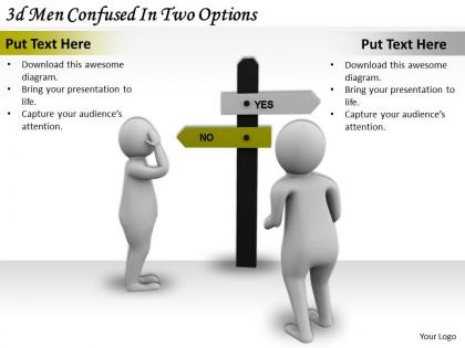 3d men confused in two options ppt graphics icons powerpoint