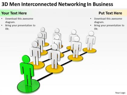 3d men interconnected networking in business ppt graphics icons
