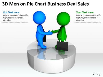 3d men on pie chart business deal sales ppt graphics icons powerpoint