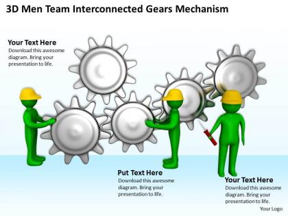 3d men team interconnected gears mechanism ppt graphics icons powerpoint 0529