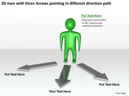3d men with three arrows pointing in different direction path ppt graphic icon