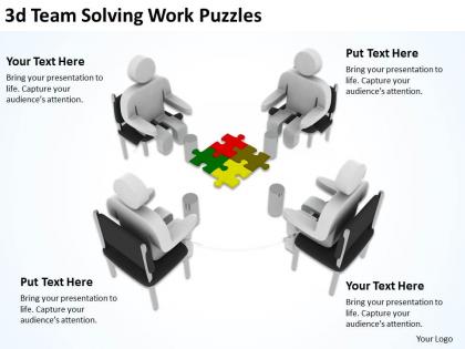 3d team solving work puzzles ppt graphics icons