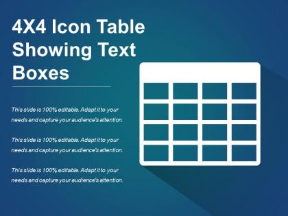 4x4 icon table showing text boxes