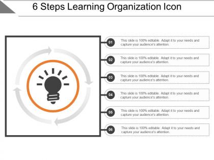 6 steps learning organization icon powerpoint layout