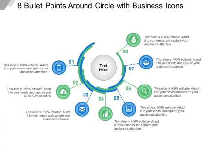 8 bullet points around circle with business icons
