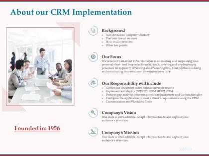 About our crm implementation ppt powerpoint presentation icon show