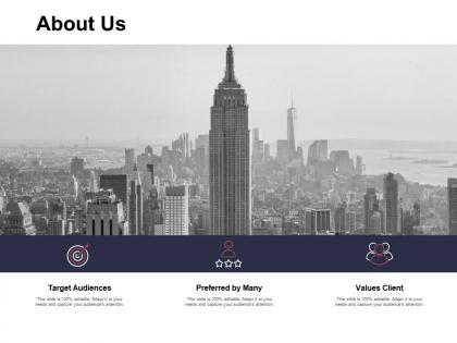 About us target audiences d264 ppt powerpoint presentation icon vector
