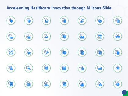 Accelerating healthcare innovation through ai icons slide
