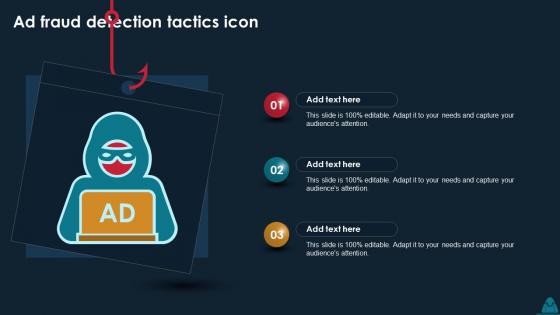 Ad Fraud Detection Tactics Icon Ppt Slide