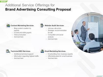 Additional service offerings for brand advertising consulting proposal ppt icons