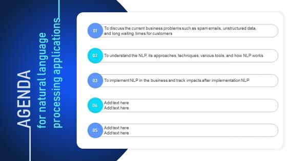Agenda For Natural Language Processing Applications Ppt Icon Clipart Images