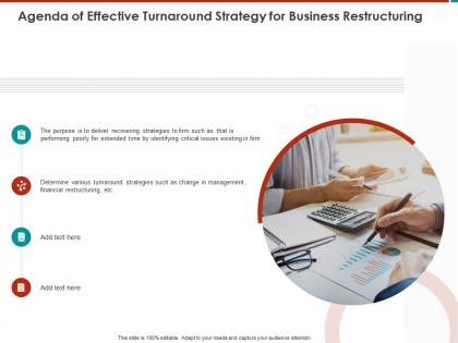 Agenda of effective turnaround strategy for business restructuring various ppt powerpoint presentation file icon
