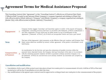 Agreement terms for medical assistance proposal ppt powerpoint presentation model icon