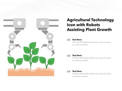 Agricultural technology icon with robots assisting plant growth