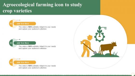 Agroecological Farming Icon To Study Crop Varieties Ppt Sample