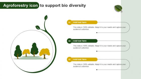 Agroforestry Icon To Support Bio Diversity Ppt Example