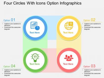 Al four circles with icons option infographics flat powerpoint design