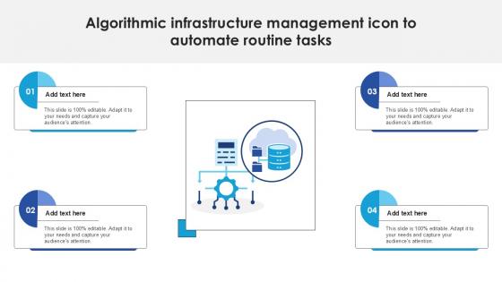 Algorithmic Infrastructure Management Icon To Automate Routine Tasks Ppt Example