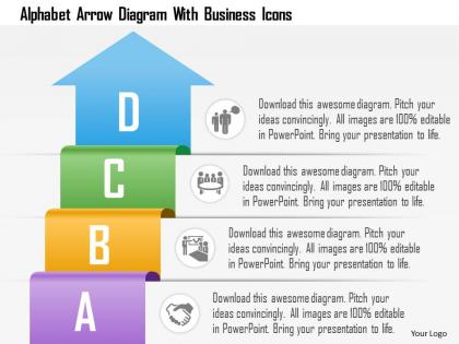 Alphabet arrow diagram with business icons powerpoint template