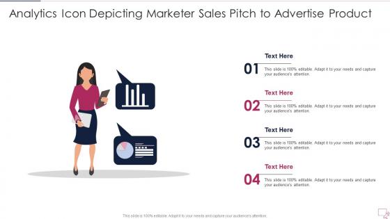 Analytics Icon Depicting Marketer Sales Pitch To Advertise Product
