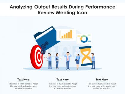Analyzing output results during performance review meeting icon