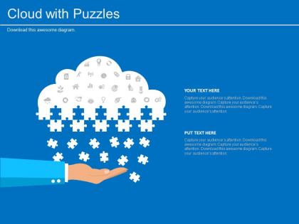 App cloud with puzzle and icons for cloud services flat powerpoint design