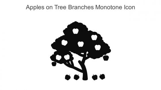 Apples On Tree Branches Monotone Icon In Powerpoint Pptx Png And Editable Eps Format