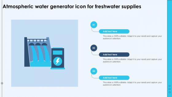 Atmospheric Water Generator Icon For Freshwater Supplies Ppt Powerpoint
