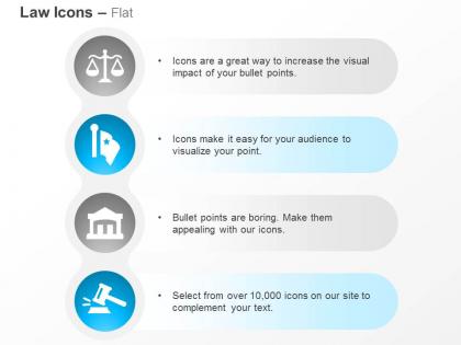 Balance scale gavel court flag ppt icons graphics