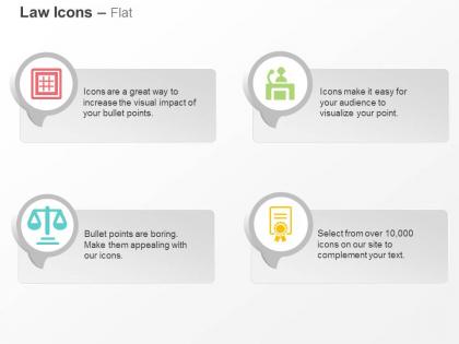 Balance scale jury certificate prison ppt icons graphics