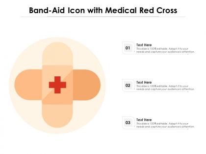 Bandaid icon with medical red cross