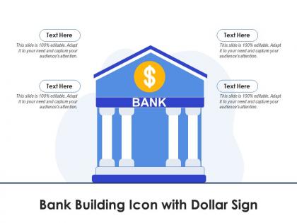 Bank building icon with dollar sign