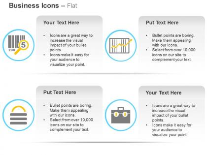 Bar code search lock suitcase growth chart ppt icons graphics