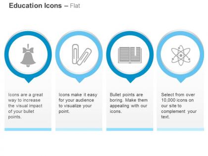 Bell paper clips book mark atoms ppt icons graphics