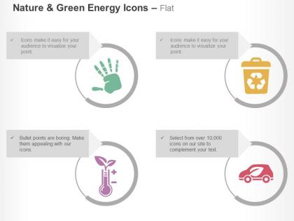 Bio chemical recycling hand print eco friendly vehicle ppt icons graphics
