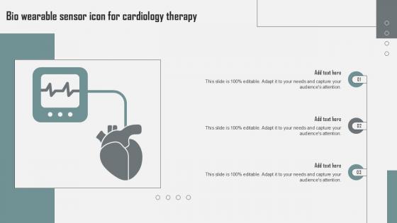 Bio Wearable Sensor Icon For Cardiology Therapy Ppt Sample
