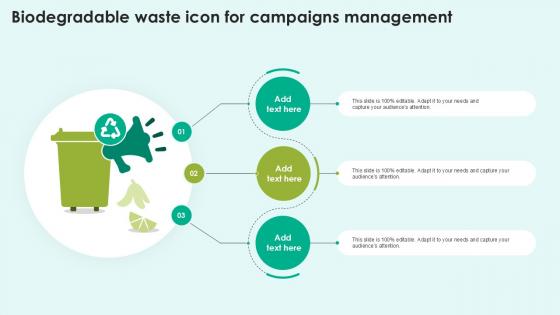 Biodegradable Waste Icon For Campaigns Management Ppt Example