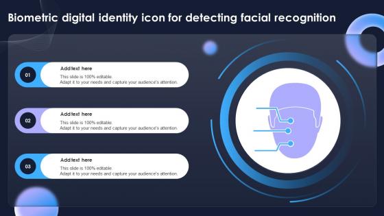 Biometric Digital Identity Icon For Detecting Facial Recognition Ppt Sample