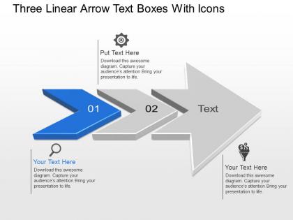 Bk three linear arrow text boxes with icons powerpoint template