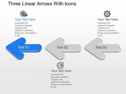 Bl three linear arrows with icons powerpoint template