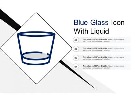 Blue glass icon with liquid