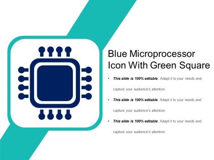 Blue microprocessor icon with green square