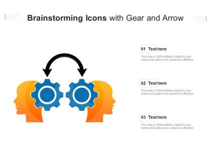 Brainstorming icons with gear and arrow