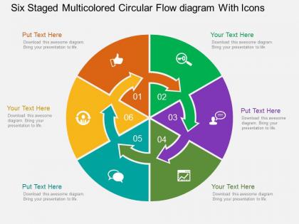 bs_six_staged_multicolored_circular_flow_diagram_with_icons_flat_powerpoint_design_Slide01
