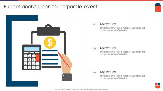 Budget Analysis Icon For Corporate Event