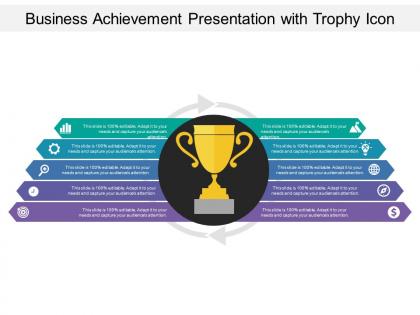 Business achievement presentation with trophy icon