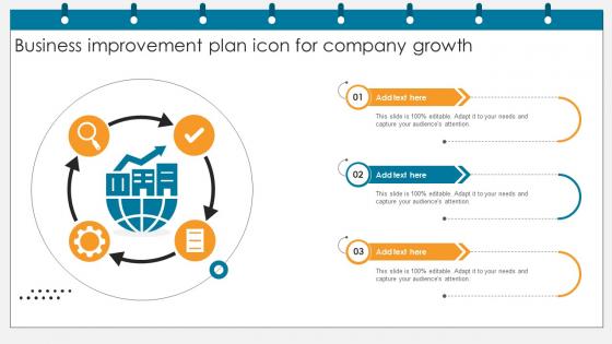 Business Improvement Plan Icon For Company Growth Improvement Plan SS