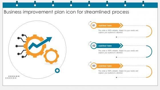 Business Improvement Plan Icon For Streamlined Process Improvement Plan SS
