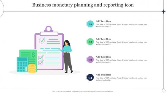 Business Monetary Planning And Reporting Icon