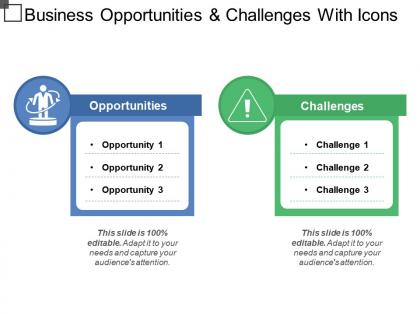 Business opportunities and challenges with icons